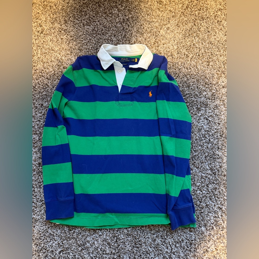 Ralph Lauren Men's Polo in Blue and Green Stripes